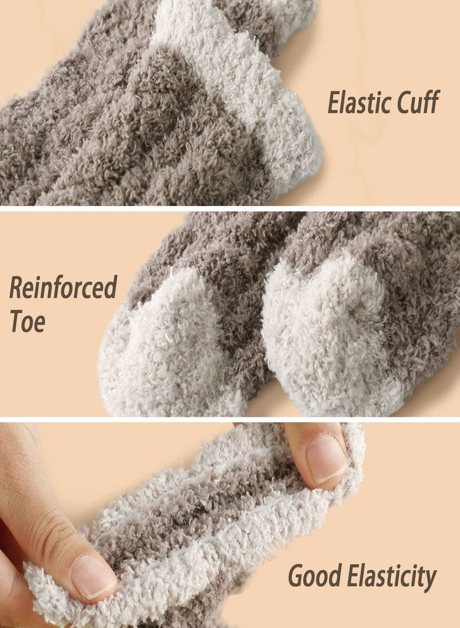 Premillow 5 Pairs Fuzzy Socks for Women, Winter Fluffy Socks Womens, Soft Cozy Warm Slipper Sock Home Sleeping Sock - Image 4
